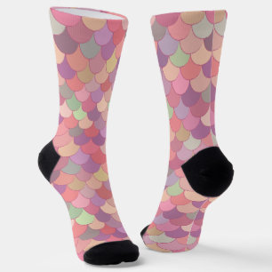 Pink Mermaid Fish Scales Cute Socks