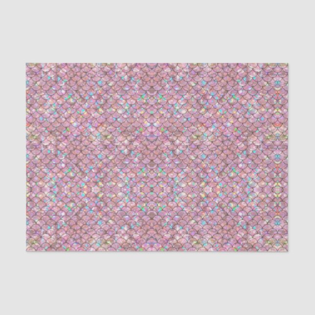 Pink Mermaid Fish Scales Holographic Decoupage Tissue Paper (Front)