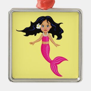 Pink Mermaid girl art Metal Tree Decoration
