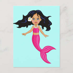 Pink Mermaid girl art Postcard