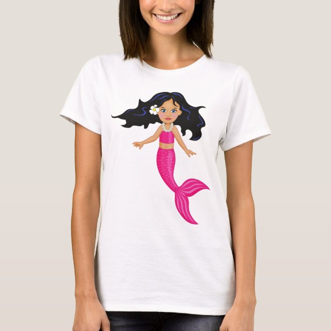 Pink Mermaid girl art T-Shirt (Front)