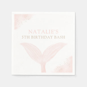 Pink Mermaid Girl Birthday Party Napkin