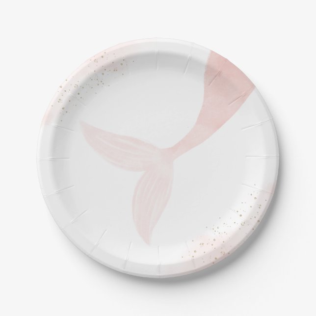 Pink Mermaid Girl Birthday Party Paper Plate (Front)