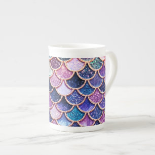 Pink Mermaid Glitter Scales- Mermaid Scales Bone China Mug