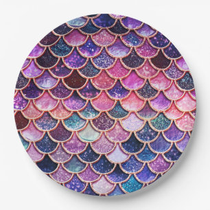 Pink Mermaid Glitter Scales- Mermaid Scales Paper Plate
