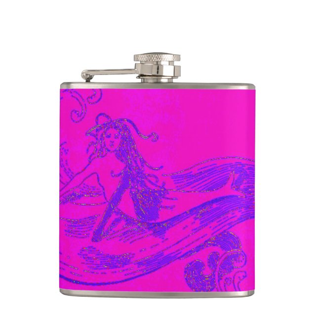 pink mermaid hip flask (Front)