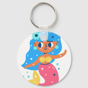 Pink mermaid key ring