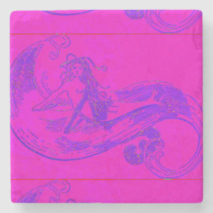 pink mermaid marble coaster