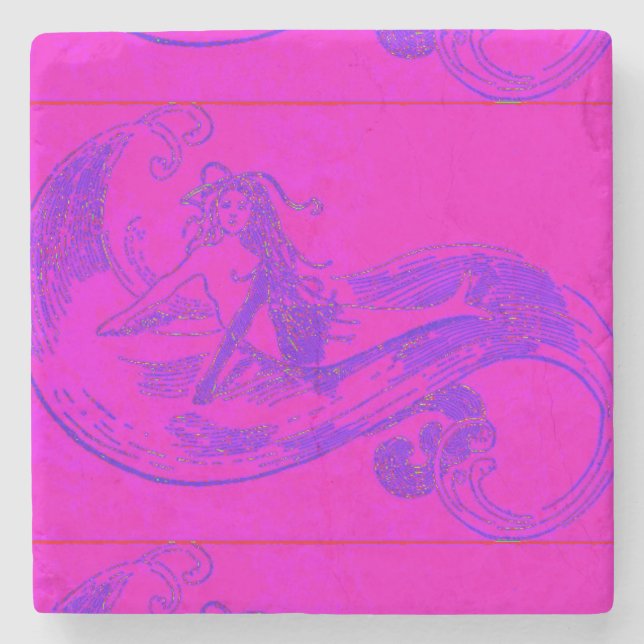 pink mermaid marble coaster (Front)