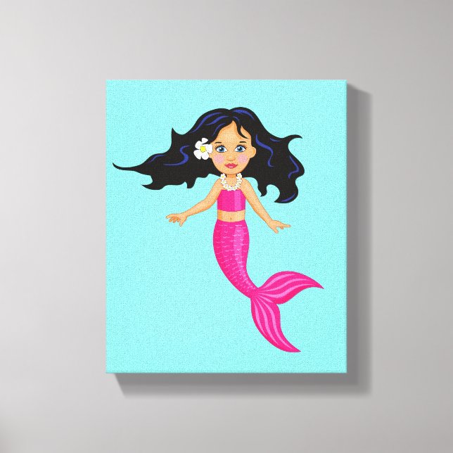 Pink mermaid mystical creature girl's room canvas print (Front)