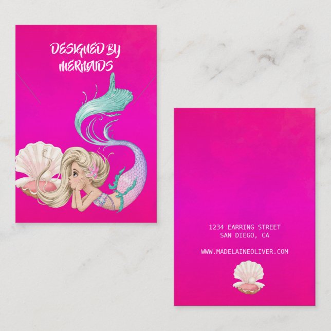 Pink Mermaid Necklace Display  Business Card (Front/Back)