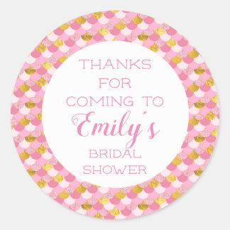 Pink Mermaid Party Thank You Stickers