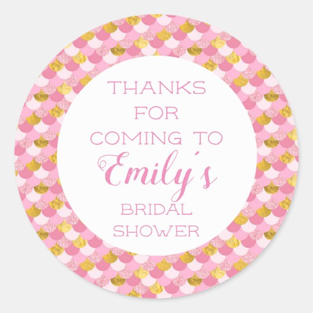 Pink Mermaid Party Thank You Stickers (Front)