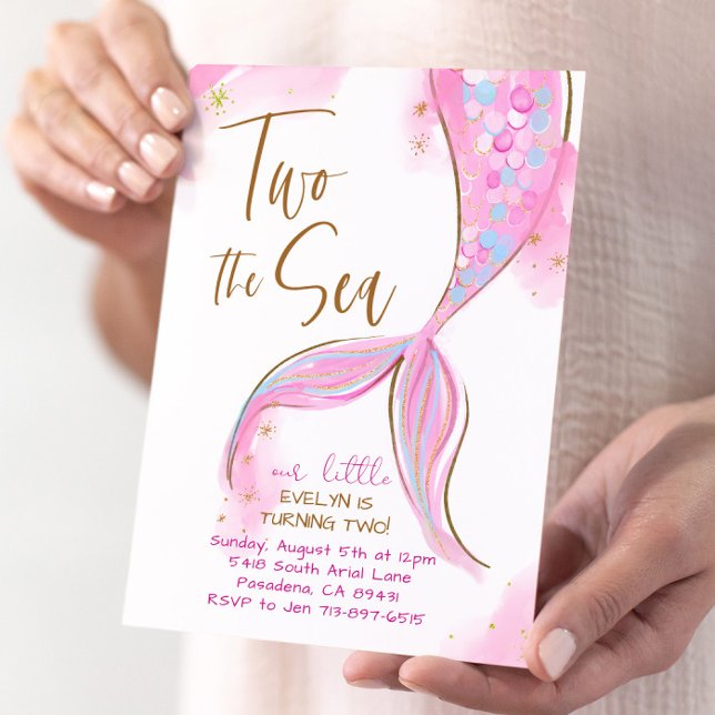 Pink Mermaid Party Two The Sea 2nd Birthday  Invitation (Creator Uploaded)