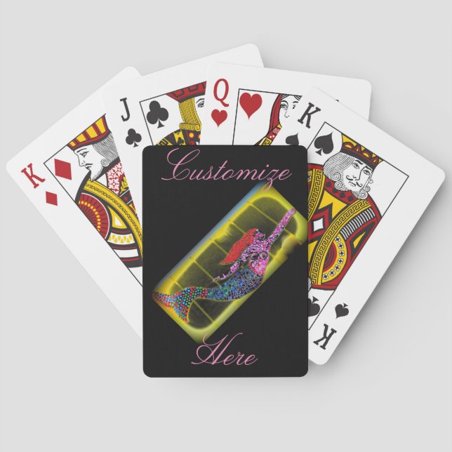 pink mermaid rising playing cards (Back)