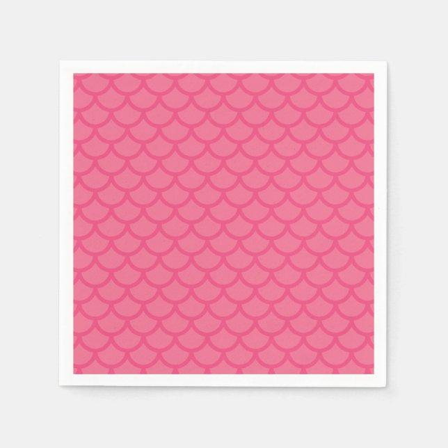 Pink Mermaid Scales birthday Party Napkin (Front)