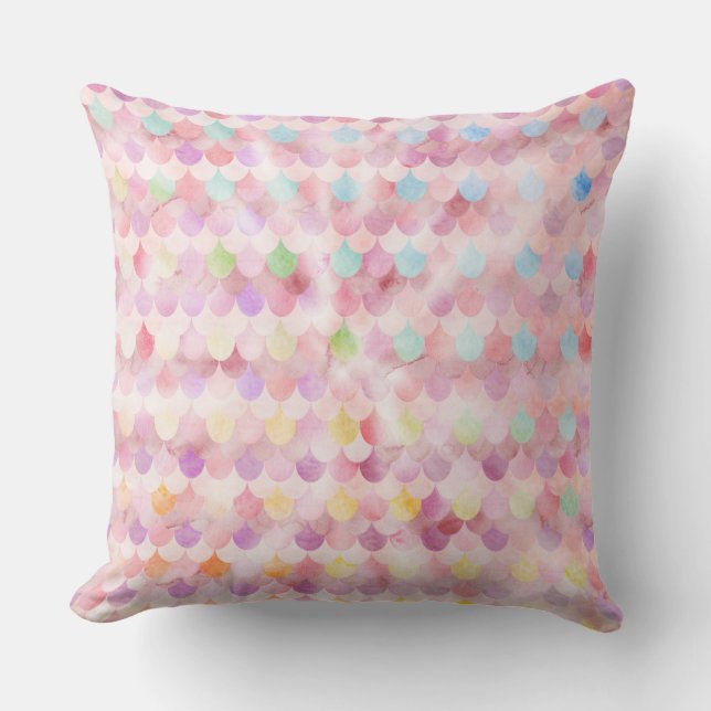 Pink Mermaid Scales Mermaid Fish Scales Pattern Outdoor Cushion (Front)