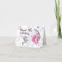 *~* Pink Mermaid Sea Horse  Baby Shower Thank You