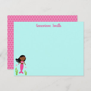 Pink Mermaid Stationery Note Card