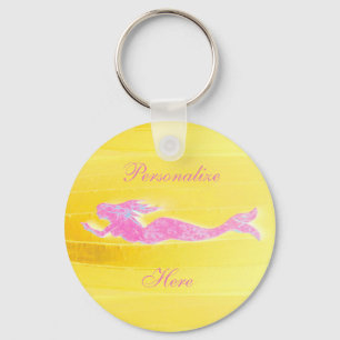 pink mermaid swimming underwater customised key ring