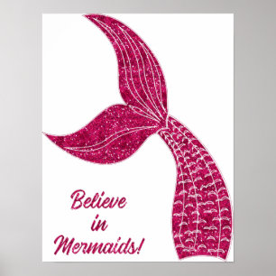 Pink Mermaid Tail  Poster