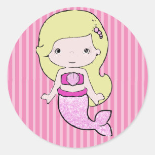 Pink Mermaid with Blonde Hair Stickers