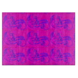 pink mermaids glass cutting board