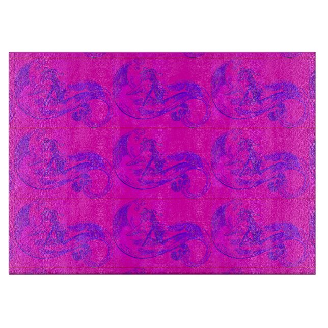 pink mermaids glass cutting board (Front)