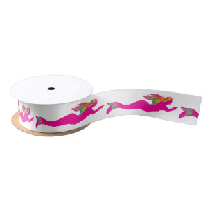 Pink mermaids on any colour satin ribbon