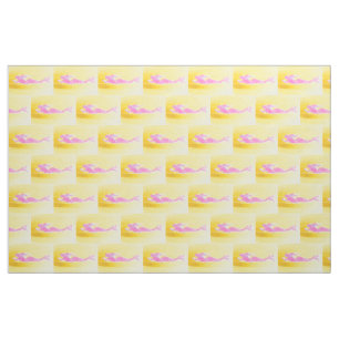 pink mermaids on yellow fabric