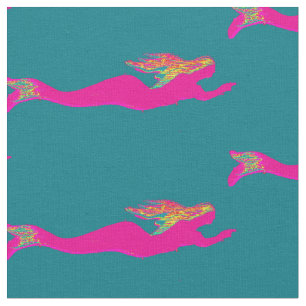 pink mermaids pattern any colour fabric