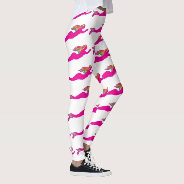 pink mermaids Thunder_Cove white Leggings (Right)