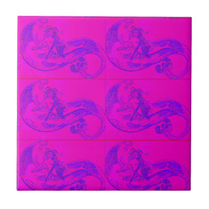 pink mermaids tile