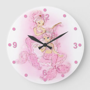Pink Mermaids Wall Clock
