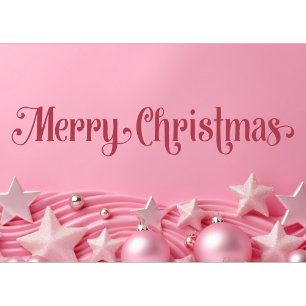 Pink Merry Christmas Business Holiday Card