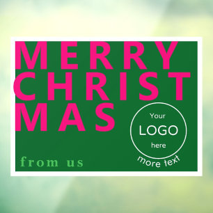Pink Merry Christmas Business logo Window Cling