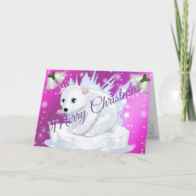 Pink Merry Christmas Card (Front)