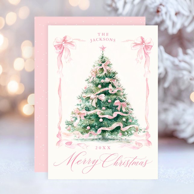 Pink Merry Christmas  Holiday Card (Creator Uploaded)