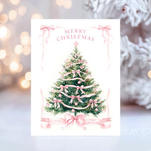 Pink Merry Christmas  Holiday Postcard