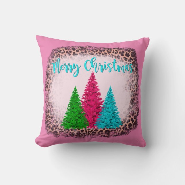 Pink Merry Christmas Home Decor Cushion (Front)