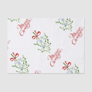 Pink Merry Christmas Mistletoe Tissue Paper
