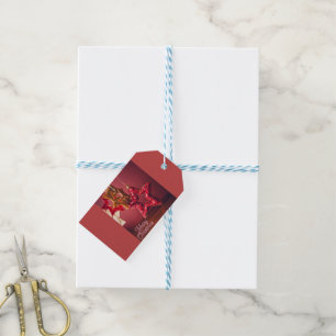 Pink "Merry Christmas" Modern Gift Tag with Star