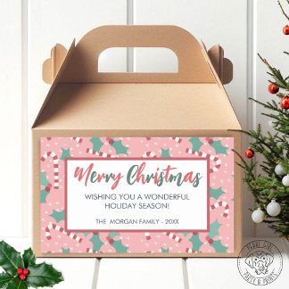 Pink Merry Christmas Rectangular Sticker