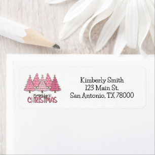 Pink Merry Christmas Return Address