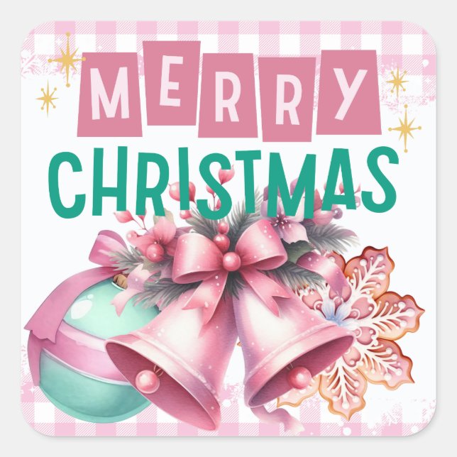 Pink Merry Christmas sticker (Front)