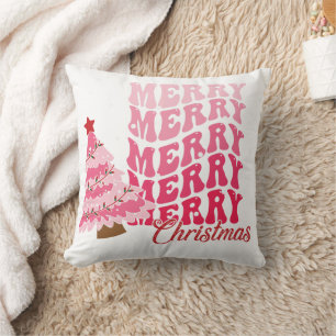 Pink Merry Christmas Tree Double-sided Cushion