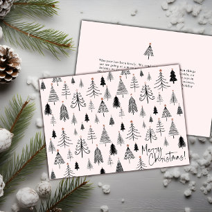 Pink Merry Christmas Tree  Holiday Card