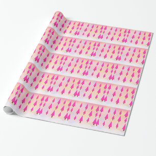 Pink Merry Christmas Trees Wrapping Paper