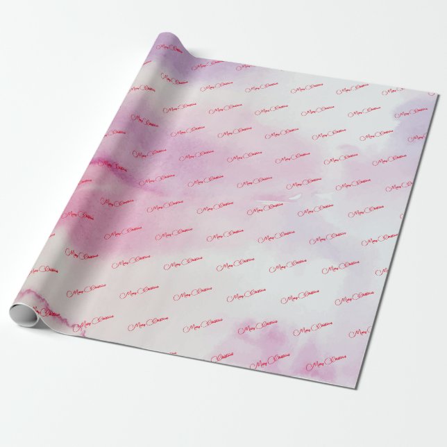 Pink Merry Christmas Wrapping Paper (Unrolled)