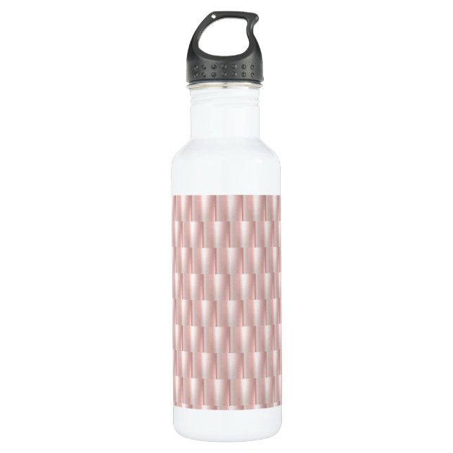 Pink Metallic Abstract Basket Weave Elegant Chic 710 Ml Water Bottle (Front)